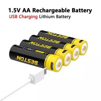 Многофункциональная литиевая батарея типа АА, 2800 МВт-ч, игрушечная батарея KTV, 1,5 В, постоянное напряжение, быстрая зарядка, USB-перезаряжаемая батарея 1pcs with ucb line