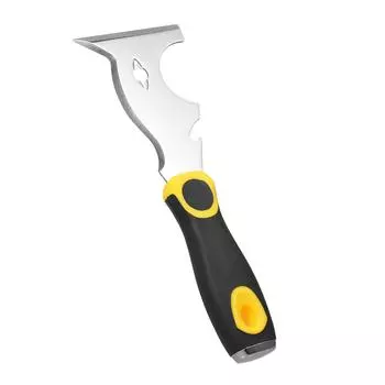 Многофункциональная лопатка для шпаклевки из нержавеющей стали 420 с двухцветной противоскользящей ручкой и скребком для краски 10 чёрный