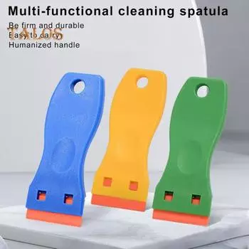 Многофункциональная лопатка для удаления клея, инструмент для удаления наклеек с эргономичной ручкой, компактный портативный универсальный шпатель со сменными лезвиями зелёный