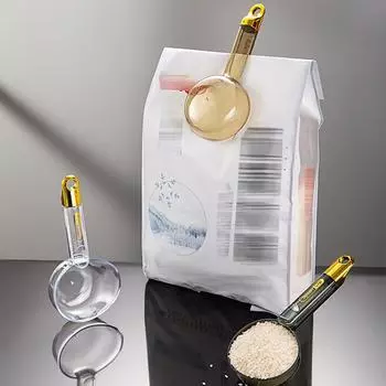 Многофункциональная ложка для риса с зажимом, пластиковая ложка с длинной ручкой для измерения риса и муки, кухонный гаджет, кухонные принадлежности оранжевый