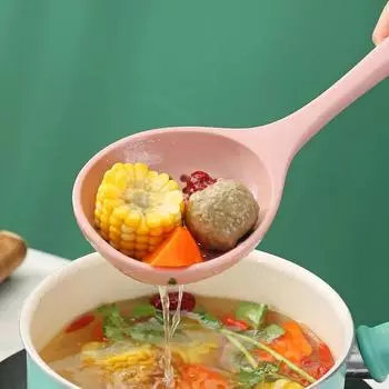 Многофункциональная ложка-ситечко 2-в-1 для горячего горшка, шумовка для сбора каши, длинная ложка, кухонная посуда, сито и бежевый