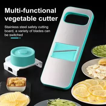 Многофункциональная магнитная овощерезка для моркови, слайсер из нержавеющей стали, 6 пищевых лезвий, измельчитель чеснока, измельчитель еды, капуста, картофель, фруктовый салат синий