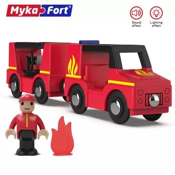 Многофункциональная магнитная тележка с акустооптическим пожарным поездом, совместимая с детской головоломкой Thomas Wooden Track 90295