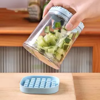 Многофункциональная машина для нарезки овощей кубиками с контейнером и лезвиями из нержавеющей стали чёрный