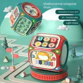 Многофункциональная машина для раннего развития младенцев, восьмигранный барабан со звуком и светом, детская музыка, интеллектуальная шестигранная игрушка-барабан для хлопков руками