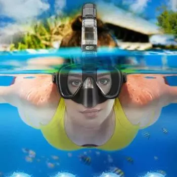 Многофункциональная маска для плавания с трубкой, которая защищает от запотевания и протечек, набор масок для плавания бесплатно, профессиональное снаряжение для плавания с трубкой для взрослых и детей светло-синий