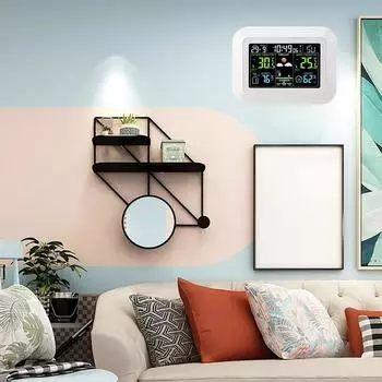 Многофункциональная метеостанция для дома и офиса с цветным цифровым дисплеем, часы для улицы и помещения белый