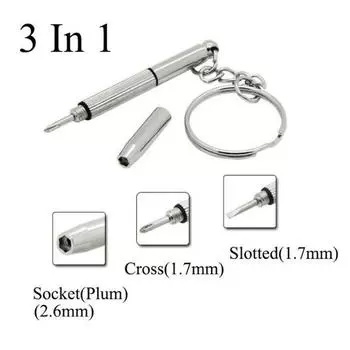 Многофункциональная мини-отвертка 3в1 с шлицем, крестовая шестигранная отвертка, очки, телефон, часы, винт для ремонта, брелок, инструмент