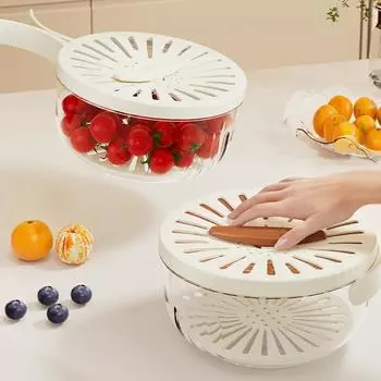 Многофункциональная миска для мытья фруктов, 2 складных дуршлага и пищевые сита, многофункциональная миска для мытья фруктов с коричневый