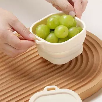 Многофункциональная миска объемом 400 мл, нескользящая, складная, пищевая, с подвесным крючком, силиконовая чаша, которую можно мыть в посудомоечной машине жёлтый