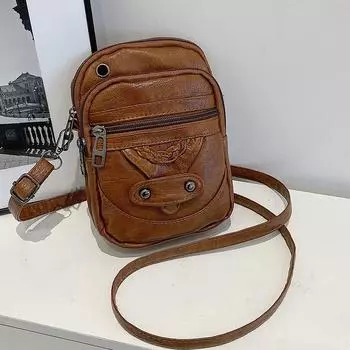 Многофункциональная мягкая искусственная кожа маленькая сумка через плечо Crossbdoy женская винтажная дизайнерская сумка для мобильного телефона женская маленькая сумка-мессенджер 13*6*19cm коричневый