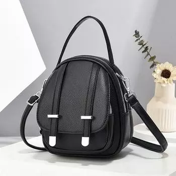 Многофункциональная мягкая искусственная кожаная маленькая сумка через плечо для женщин, винтажная модная сумка через плечо, женский кошелек, сумка для мобильного телефона 17*10*18cm чёрный