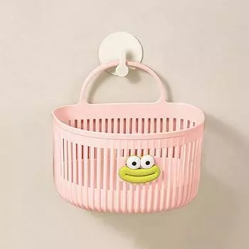 Многофункциональная мультяшная маленькая подвесная корзина, корзина для хранения полотенец для лица в ванной, настенная подвесная корзина для кухни, общежития, прикроватной тумбочки розовый