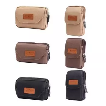 Многофункциональная мужская холщовая поясная сумка, повседневная маленькая сумка для мобильного телефона, AU 05 кофейный