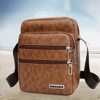 Многофункциональная мужская сумка из искусственной кожи, повседневная, водонепроницаемая, черная, коричневая, через плечо, сумка-мессенджер, большая вместимость, сумка через плечо для мужчин