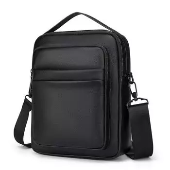 Многофункциональная мужская сумка в деловом стиле из искусственной кожи, мужская сумка-мессенджер через плечо, винтажный дизайн, мужская поясная сумка на плечо 21cmX26cmX6cm чёрный