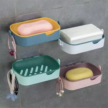 Многофункциональная мыльница с крючком, креативный подвесной держатель для хранения, неперфорированная сливная корзина, стойка для туалета, организация дома 13x8.5x3cm