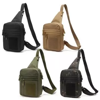 Многофункциональная нагрудная сумка через плечо, сумка на ремне, большая вместимость, уличный маленький рюкзак, водонепроницаемый многокарманный рюкзак для кемпинга, пешего туризма чёрный