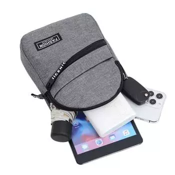 Многофункциональная нагрудная сумка, мужская трендовая сумка из ткани Оксфорд, сумка через плечо, повседневная спортивная нагрудная сумка с отверстием для гарнитуры серый