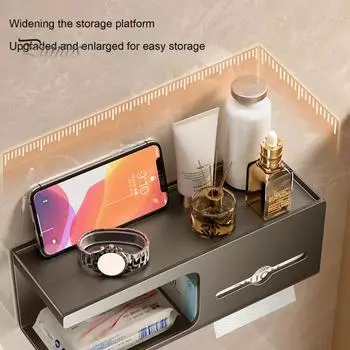 Многофункциональная настенная коробка для туалетной бумаги с полкой для хранения, простая установка, органайзер для спальни Long серый