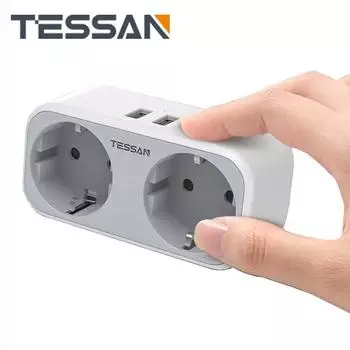 Многофункциональная настенная розетка TESSAN с розетками переменного тока 1/2/3 и портами USB 2/3, настенная розетка-удлинитель европейского стандарта с защитой от перегрузки для дома