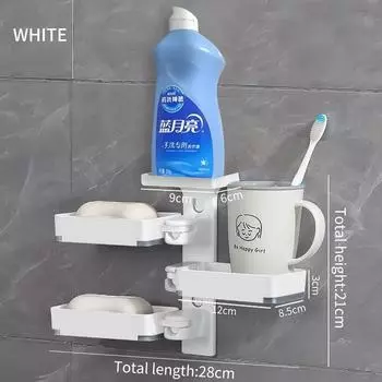 Многофункциональная настенная вращающаяся мыльница без отверстий для ванной комнаты и туалета, мыльница