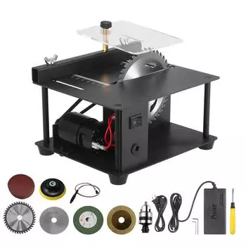 Многофункциональная настольная пила, мини-настольная пила, электрический станок для резки с шлифовкой пильного полотна US Plug чёрный