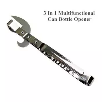 Многофункциональная открывалка для банок из нержавеющей стали, открывалка для пивных бутылок, регулируемая ручная открывалка для банок, захват, кухонные принадлежности, серебристый цвет чёрный