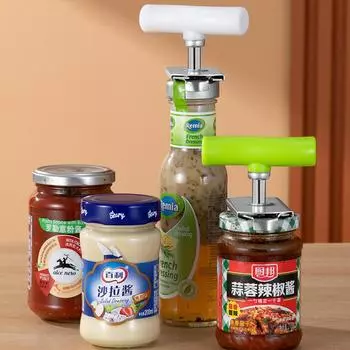 Многофункциональная открывалка для бутылок, регулируемая открывалка для банок из нержавеющей стали, открывалка для консервных банок с винтовым креплением, облегчающая трудозатраты, для кухонных принадлежностей зелёный