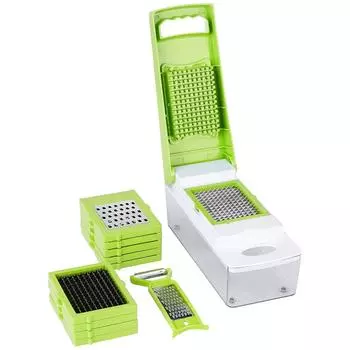 Многофункциональная овощерезка и фрукторезка 11-в-1 из нержавеющей стали, зеленая зелёный