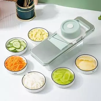 Многофункциональная овощерезка из нержавеющей стали, защитный кожух для рук, инструмент для резки овощей, измельченный Blue-Cutter Set