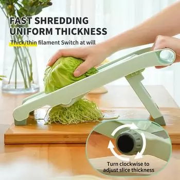 Многофункциональная овощерезка, измельчитель лука, ручная безопасная терка, не повреждающая ваши руки, кухонная овощерезка зелёный