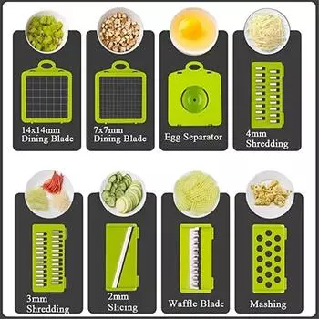 Многофункциональная овощерезка, измельчители, слайсер с корзиной, измельчитель фруктов и картофеля, терка для моркови, терка-мандолина для кухни серый