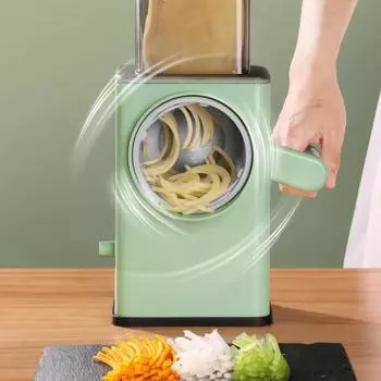 Многофункциональная овощерезка, ручная бытовая кухонная принадлежность, терка, измельчитель овощей, 3 в 1, круглый резак, спиральная нарезка картофеля