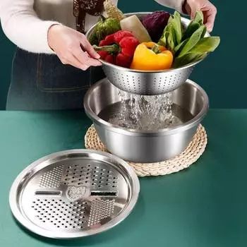 Многофункциональная овощерезка с раковиной и сливной корзиной для экономии времени. Легкое приготовление пищи. 26cm