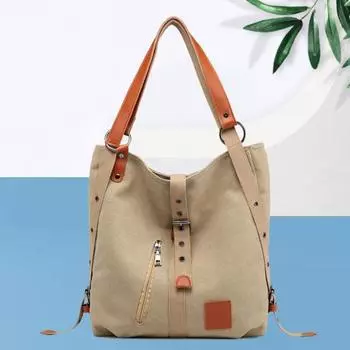 Многофункциональная парусиновая женская студенческая сумка через плечо большой емкости розы красного