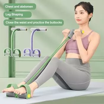 Многофункциональная педаль сопротивления, прочная эластичная натяжная веревка для йоги с ручкой, силовая тренировка мышц, вспомогательные инструменты, оборудование для фитнеса зелёный
