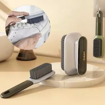 Многофункциональная пластиковая щетка для обуви с мягкой щетиной Удлиненная ручка Удобная ручка с подвесным отверстием Маленькая щетка для мытья обуви B серый