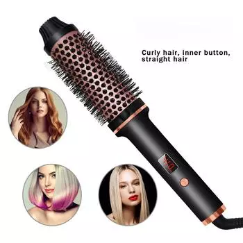 Многофункциональная плойка и расческа для выпрямления волос с отрицательными ионами - портативная расческа для укладки волос для дома EU Plug чёрный