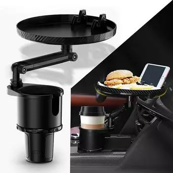 Многофункциональная подставка для чашки с водой, поднос для еды с держателем для мобильного телефона, свободно регулируемый на 360 градусов автомобильный держатель для чашки 400*266mm чёрный