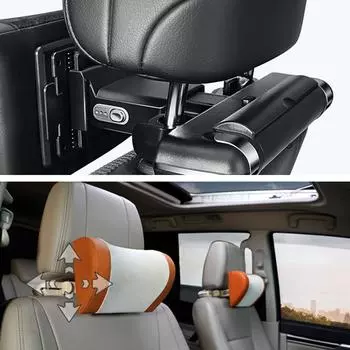Многофункциональная подушка для подголовника автомобиля, подушка для сиденья автомобиля с эффектом памяти, с регулируемым держателем для телефона и крючком для хранения для ребенка чёрный