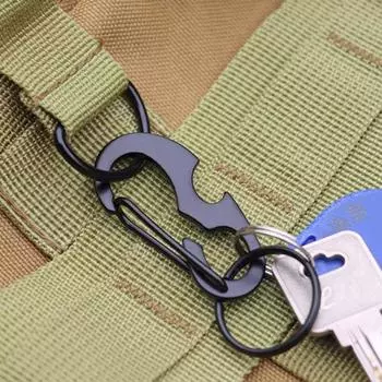 Многофункциональная подвесная пряжка-карабин, автомобильный брелок для ключей, мини-размер, легкий сверхмощный брелок для ключей, открывалка для бутылок, аварийный инструмент чёрный