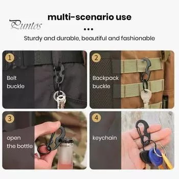 Многофункциональная подвесная пряжка-карабин, автомобильный брелок для ключей, мини-размер, легкий сверхмощный брелок для ключей, открывалка для бутылок, аварийный инструмент чёрный