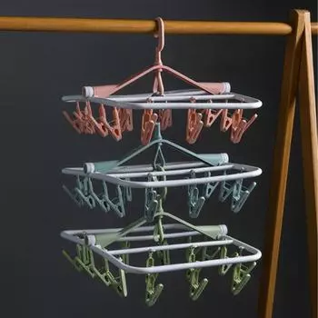 Многофункциональная подвесная складная вращающаяся сушилка для одежды, зажимы для носков, сушилка для нижнего белья 12 Clips фиолетовый