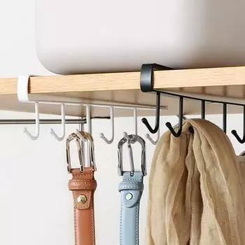 Многофункциональная подвесная стойка, прочная металлическая несущая способность, 6 крючков, декоративная полка для хранения для дома чёрный