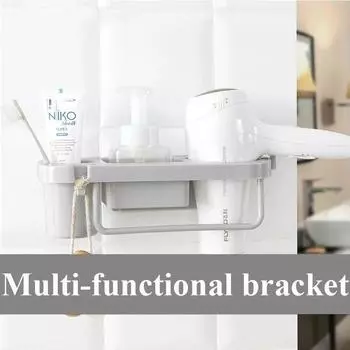 Многофункциональная полка для хранения фена, пластиковая настенная присоска для ванной комнаты, держатель для хранения фена, органайзер, полка белый