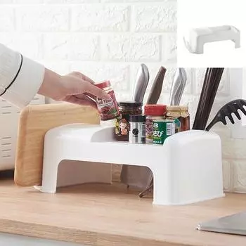 Многофункциональная полка для хранения на кухне, коробка для специй, разделочная доска, полка с крышкой White