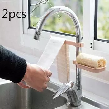 Многофункциональная полка для хранения раковины 2-в-1, губка, ткань, мыльница, комбинированное устройство, 1 комплект/2 шт.