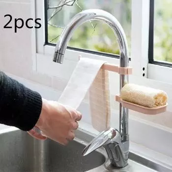 Многофункциональная полка для хранения раковины 2-в-1, губка, ткань, мыльница, комбинированное устройство, 1 комплект/2 шт. 1 set/2 pcs random