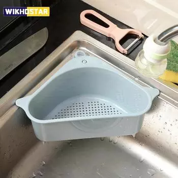 Многофункциональная полка для хранения раковины, треугольная форма, миска для мытья посуды, сливная полка для губки, кухонные принадлежности, подвесной органайзер, корзина серый